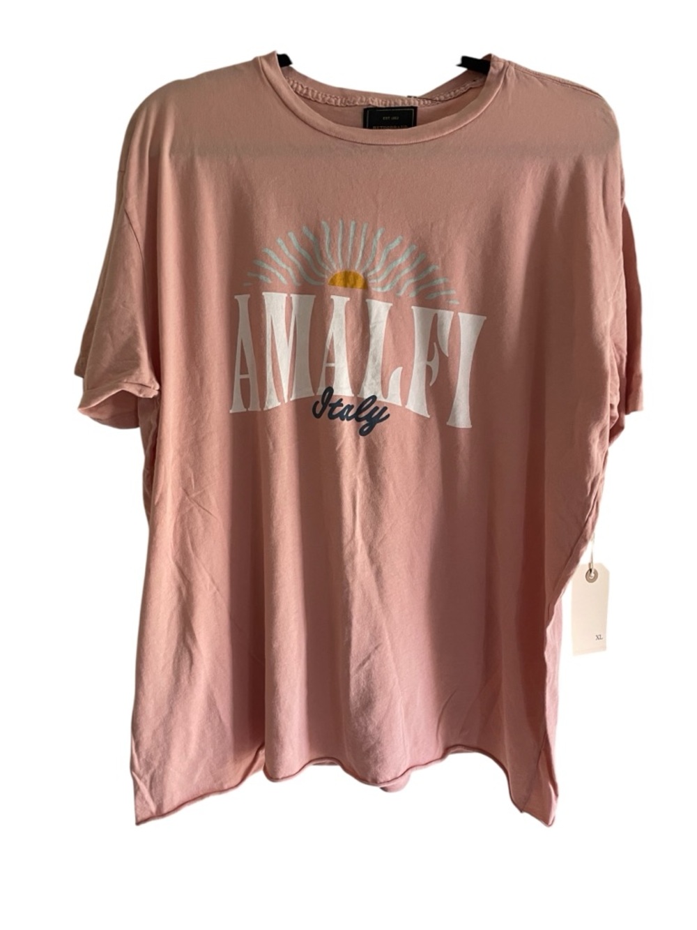 Retro Brand Amalfi Italy Graphic Tee XL | NWT | Anthropologie | Oversized pink